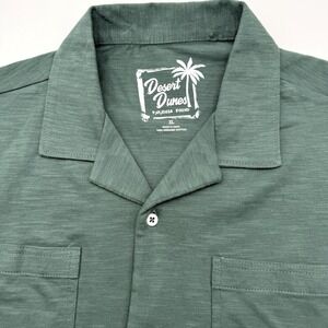 Desert Dunes Button Up Shirt Mens XL Green Organic Cotton Slub Camp Collar
